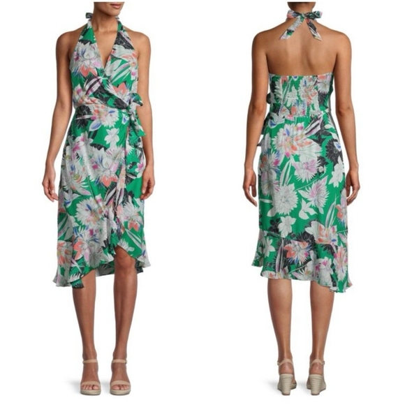 Parker Women's Addie Halter Neck Wrap Front Midi Dress - Picture 4 of 4